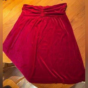 Elegant and Sassy Red Velveteen Strapless Dress